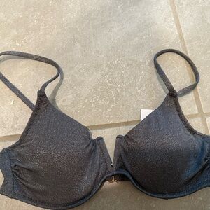 Grey sparkly bikini top nwt